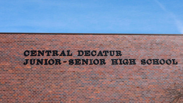 Close up of Junior-Senior High School sign