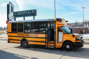 CD bus near a Cardinals sign